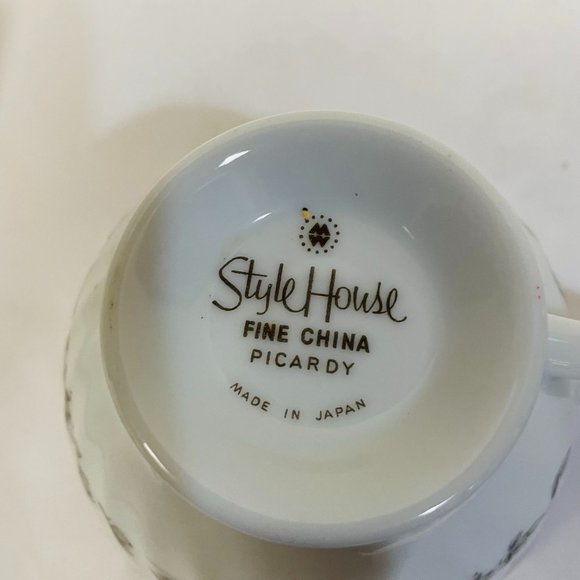 Style House Tea Cup Fine Chias Picardy Made in Japan White Tiny Flowers - Picture 3 of 5